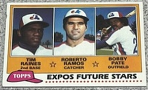 lot 183 image: 1981 Topps Baseball Card #479 - Expos Future Stars (Tim Raines)