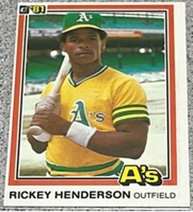lot 188 image: 1981 Donruss Baseball Card #119 - Rickey Henderson