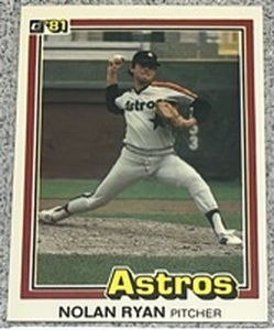 lot 189 image: 1981 Donruss Baseball Card #260 - Nolan Ryan