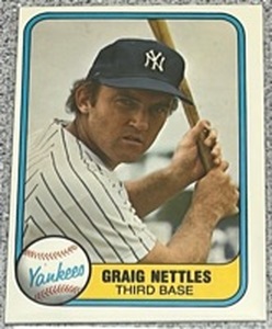 lot 192 image: 1981 Fleer Baseball Card #87 - Graig Nettles Craig Error