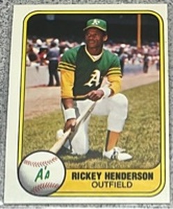 lot 196 image: 1981 Fleer Baseball Card #574 - Rickey Henderson