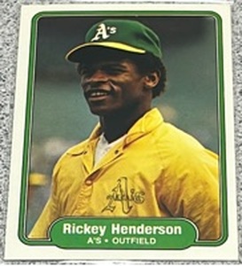 lot 204 image: 1982 Fleer Baseball Card #92 - Rickey Henderson