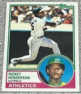 lot 209 image: 1983 Topps Baseball Card #180 - Rickey Henderson Oakland Athletics