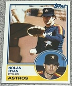 lot 210 image: 1983 Topps Baseball Card #360 - Nolan Ryan