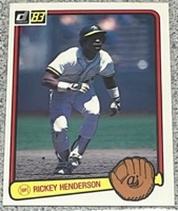lot 212 image: 1983 Donruss Baseball Card #35 - Rickey Henderson