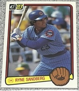 lot 213 image: 1983 Donruss Baseball Card #277 - Ryne Sandberg Chicago Cubs