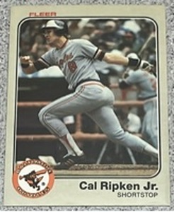 lot 215 image: 1983 Fleer Baseball Card #70 - Cal Ripken Jr