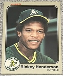 lot 220 image: 1983 Fleer Baseball Card #519 - Rickey Henderson Oakland Athletics