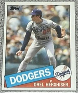 lot 226 image: 1985 Topps Baseball Card #493 - Orel Hershiser