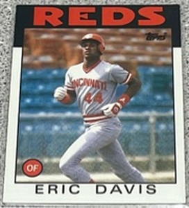 lot 230 image: 1986 Topps Baseball Card #28 - Eric Davis Cincinnati Reds