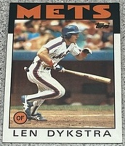 lot 231 image: 1986 Topps Baseball Card #53 - Len Dykstra New York Mets
