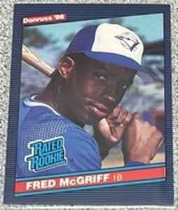lot 237 image: 1986 Donruss Baseball Card #28 - Fred McGriff Rookie