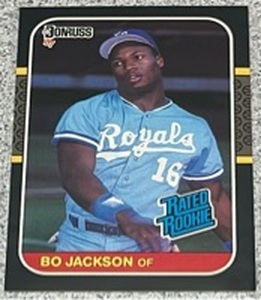 lot 241 image: 1987 Donruss Baseball Card #35 - Bo Jackson Rated Rookie