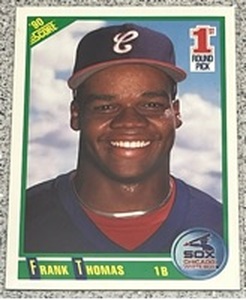 lot 258 image: 1990 Score Baseball Card #663 - Frank Thomas Chicago White Sox Rookie