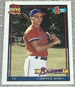 lot 261 image: 1991 Topps Baseball Card #333 - Chipper Jones Atlanta Braves Rookie
