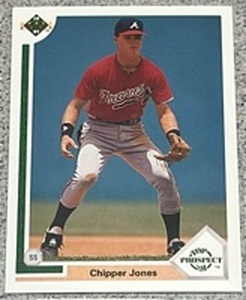 lot 265 image: 1991 Upper Deck Baseball Card #55 - Chipper Jones Rookie