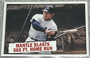 lot 282 image: 2010 Topps Heritage Baseball Card #406 - Mickey Mantle Blasts 565 Ft. Home Run