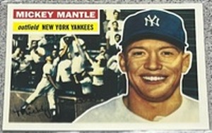lot 287 image: 2011 Topps Baseball Card #60TOT-64 - Reprint Mickey Mantle 1956 Topps #135