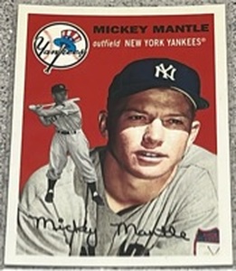 lot 288 image: 2011 Topps Baseball Card #60YOTLC-3 - reprint Mickey Mantle 1954 Topps #251