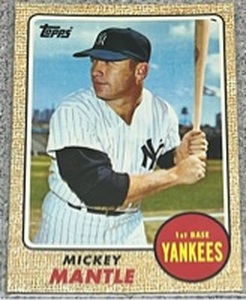 lot 289 image: 2010 Topps Baseball Card #CMT-17 - reprint Mickey Mantle 1968 Topps #280