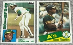 lot 305 image: Lot of 2 Topps Rickey Henderson Baseball Cards
