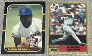lot 307 image: Lot of 2 Ruben Sierra Rookie Baseball Cards