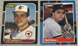 lot 309 image: Lot of 2 Leaf Baseball Cards  - Cal Ripken Jr. and Matt Nokes