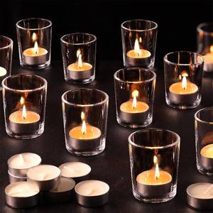 lot 3250 image: 36 Pcs Clear Tealight Candle Holder with 36pcs Tea Light Candles, Votive Candle Holders Glass with 4.5 Hour Long Burning for Table Centerpiece, Wedding Decor, Propose Party Home Decor
