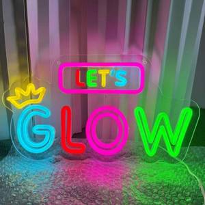 lot 4321 image: Lets Glow Neon Signs for Wall Decor - 8  15 Inches - Glow Party LED Lights with Dimmer Switch, USB Powered Acrylic Neon Lights for Bedroom Party Wedding Birthday Bar and Man Cave Decor