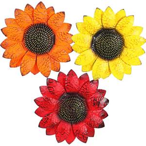 lot 4326 image: Syhood 3 Pcs Metal Flower Wall Decor Outdoor Metal Sunflower Wall Art Decorations Sunflower Yard Garden for Outdoor Decor, Kitchen, Living Room(8 x 8 x 1 Inch,Delicate Style)