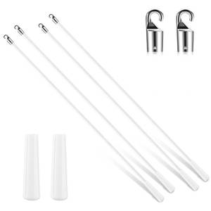 lot 4337 image: Bokon 4 Pcs Blinds Wand Replacement with Hook and Handle White Fiberglass Long Vertica Blind Wand for Windows Curtain Door Shades Opener Accessory (24 Inch)
