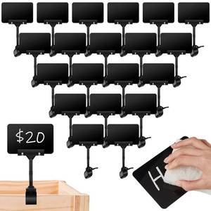 lot 4352 image: 30 Set Mini Plastic Chalkboard Sign with Clip Double Head Rotating Display Price Tag Bulk Erasable Merchandise Sign Clip Holder for Business Retail Food Clothing Vendor Shelf Basket Display (Black)
