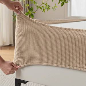 lot 4353 image: MIYE Jacquard Fabric Box Spring Cover,Super Stretchy Wrap Around 4 Sides Elastic Bed Skirt,Wrinkle & Fading Resistant,Washable & Easy Fit. (Cream, Full)