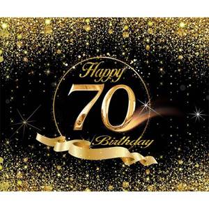 lot 4362 image: 70th Birthday Backdrop Banner 10x8ft Men Black Gold 70th Birthday Decoration Background Men Women Bday Party Celebration Photos Cheers to 70 Years Old Party Backdrop