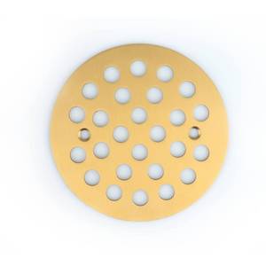 lot 4364 image: Poyde 4-14 Inch Screw-in Round Floor Drain Cover Replacement Shower Drainer Grates (Brushed Golden)