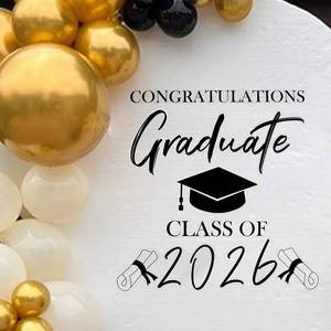 lot 4367 image: MASTRON Graduation Decal Sign for Backdrop - Congratulations Graduate Class of 2026 Decal for Balloon Arch Backdrop Grad Party Decorations Photo Props