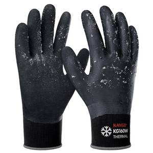 lot 4371 image: KAYGO Winter Waterproof Work Gloves for Men and Women, Thermal Insulated Freezer Rubber Coated Gloves,Super Grip, KG160 (L, Black)