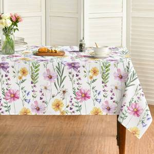 lot 4387 image: Horaldaily Spring Summer Tablecloth 52x70 Inch Rectangular, Yellow White Purple Daisy Floral Table Cover for Party Picnic Dinner Decor