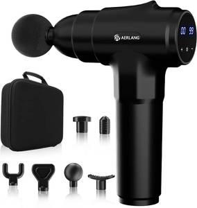 lot 4404 image: AERLANG Massage Gun, Deep Tissue Muscle Back Massage for Athletes Pain Relief, Percussion Massager with 6 Massages Heads & 20 Speed Fathers Birthday Day Gifts from Daughter Portable Back Massager Gun