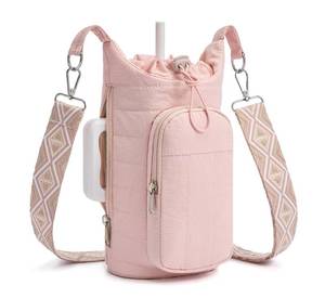 lot 4411 image: WOOMADA Water Bottle Holder Bag with Strap, 4032 oz Crossbody Bag Gym Accessories, Sling Purses for Women��Pink��