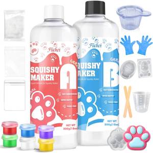 lot 4419 image: Silicone Gel for Taba Squishy Kit - 36oz Super Soft Silicone Rubber Squishy Maker, Fast Cure DIY Squishy Making Kits with Cat Paw, Taiyaki, Bear Mold, Creative Stress Relieving Gift for Beginners