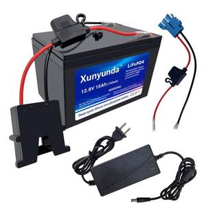 lot 5217 image: Xunyunda 12V 15Ah LiFePO4 Battery, 2000 Deep Cycle with BMS for Solar, Power Wheels, Fish Finder, Camping, Marine, Off-Grid Use