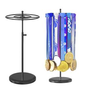 lot 5220 image: DSVENROLY Rotatable Medal Hanger Display Holder with Adjustable Height, Tabletop Metal Race Award Rack Over 45 Capacity, Desk Honor Medallero Stand for Sports Fan, Achievement Showcase, Black