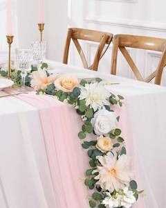 lot 5224 image: Waipfaru 8.85Ft Flower Garland, Eucalyptus Greenery Garland with Flowers, Pink Rose Floral Vines for Wedding Reception Table Mantle Room Spring Summer Decor (Pink)
