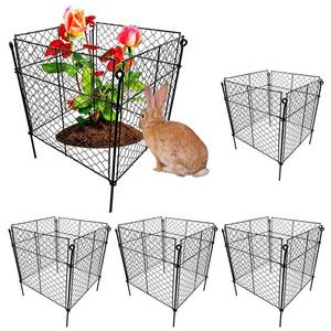 lot 5237 image: 5 Pack Plant Protectors from Animals, 20Pcs 1 Mesh DIY Plant Cages 13.8x13.8x12, Metal Garden Animal Barrier with Stakes, Keep Rabbits & Chipmunks Out for Vegetables, Shrubs & New Plants
