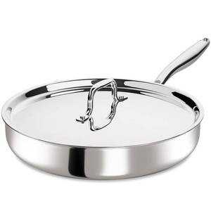 lot 5244 image: 12 Inch Tri-Ply Stainless Steel Frying Pan, Frying Pan with Lid, PFOAPTFE Free Skillet, Induction Cooking Pans, Dishwasher & Oven Broiler Safe 600F, Professional Cookware, Heavy Duty & Even Heat