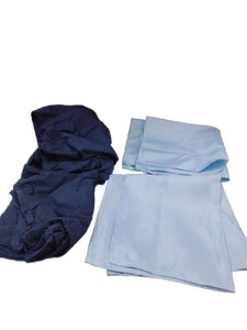 lot 6097 image: Two dark blue pillowcases and four light blue linen fabric 20x20 in