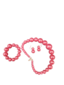 lot 6100 image: Neckless bracelet and earrings red bead set