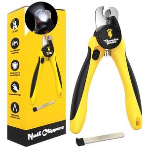 lot 6121 image: Thunderpaws LED Dog Nail Clippers with Light, Trimmers with Protective Guard, Quick Sensor, Safety Lock and Nail File - Suitable for Large and Small Dogs & Cats (Yellow, LED)