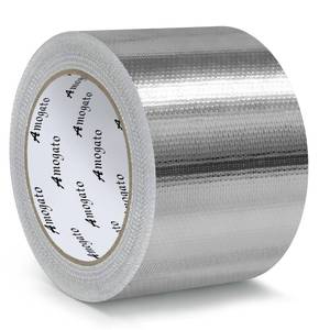 lot 6125 image: AMOGATO Fiberglass Aluminum Foil Tape - 3 inch x 66 Feet, Self-Adhesive Fiberglass Heat Shield Tape, Silver Heat Resistant Tape, Reflective Aluminum Foil Tape for HVAC, Auto, Insulation, Repair